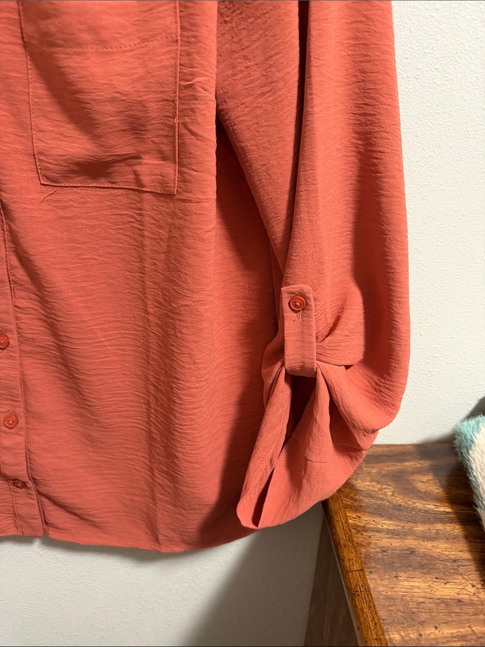 Rust Button-Front Women’s Blouse - Picture 4 of 7